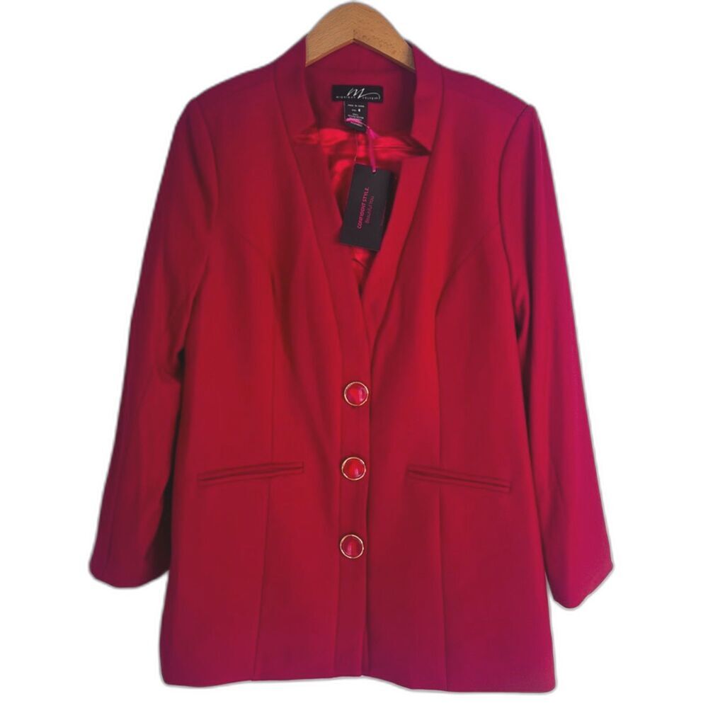 Midnight Velvet NWT Red Single Breasted Basic Layering Blazer Size 8 Bold Casual